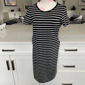 Noisy May NM Summer SS Striped Straight Hem TShirt Dress Black   White Sz M